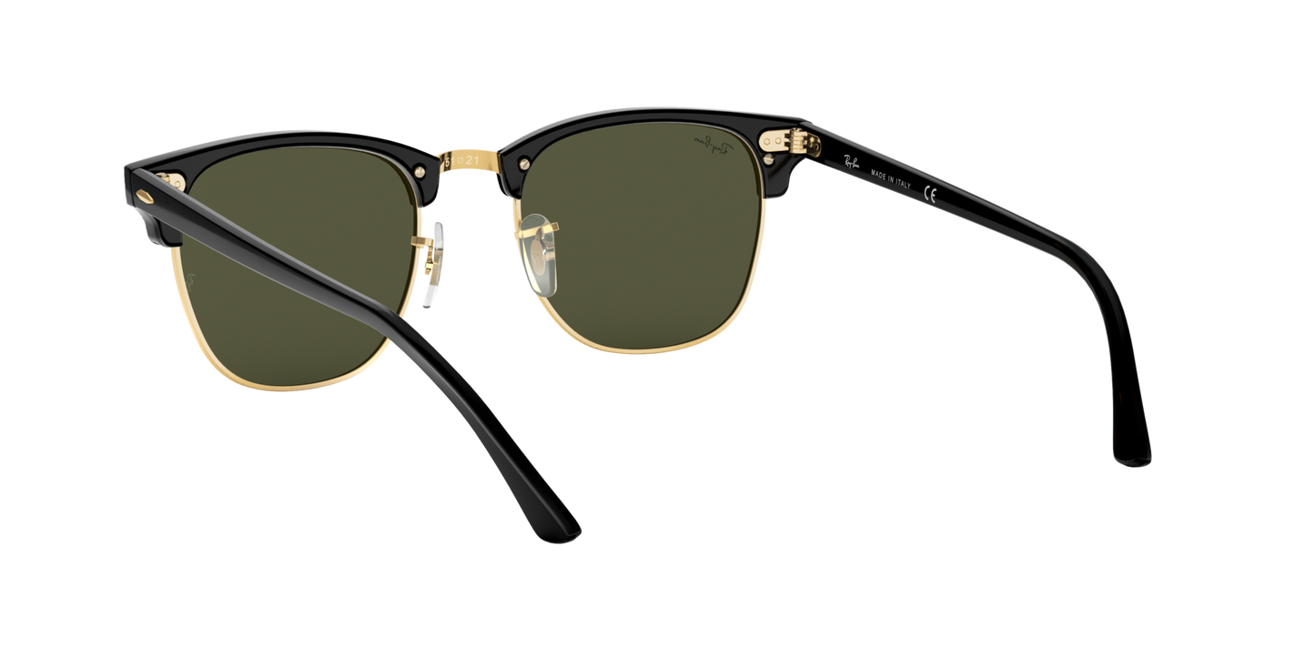 Ray-Ban Clubmaster Classic RB3016 W0365 – Black & Gold Frame, Green G-15 Lens, 51mm