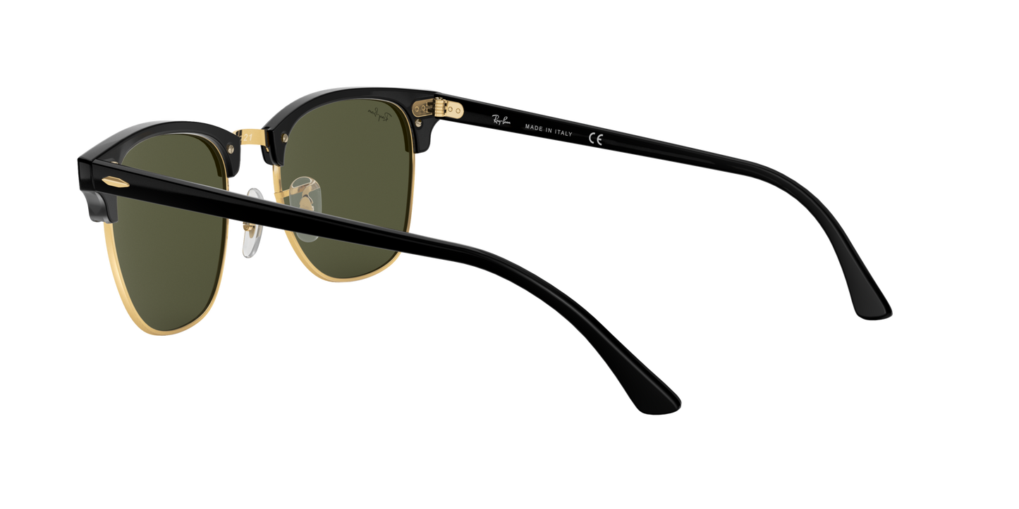 Ray-Ban Clubmaster Classic RB3016 W0365 – Black & Gold Frame, Green G-15 Lens, 51mm
