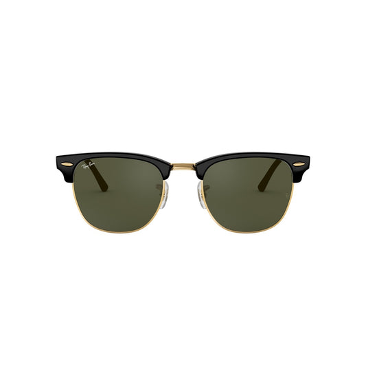 Ray-Ban Clubmaster Classic RB3016 W0365 – Black & Gold Frame, Green G-15 Lens, 51mm