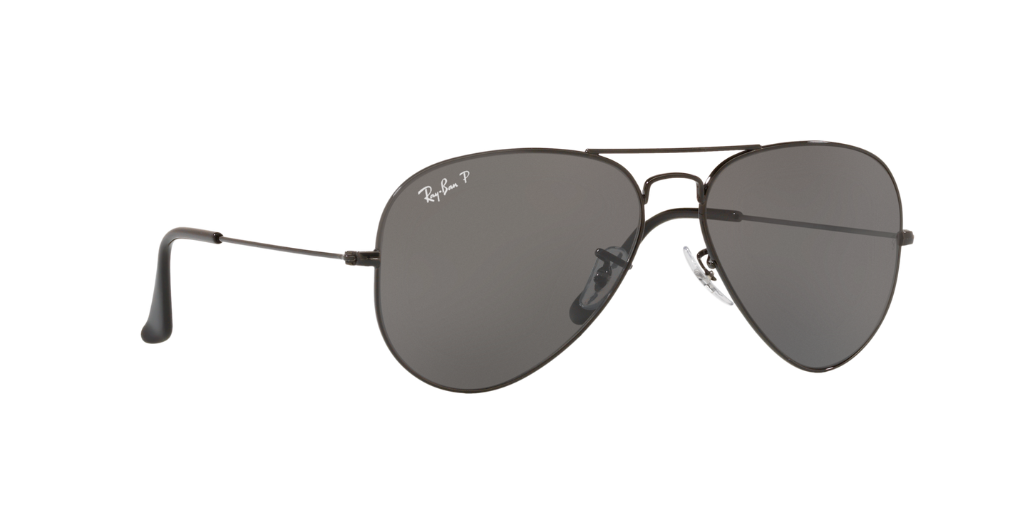 Ray-Ban RB3025 002/48 Aviator Total Black Polarized Sunglasses – 58mm Medium Fit