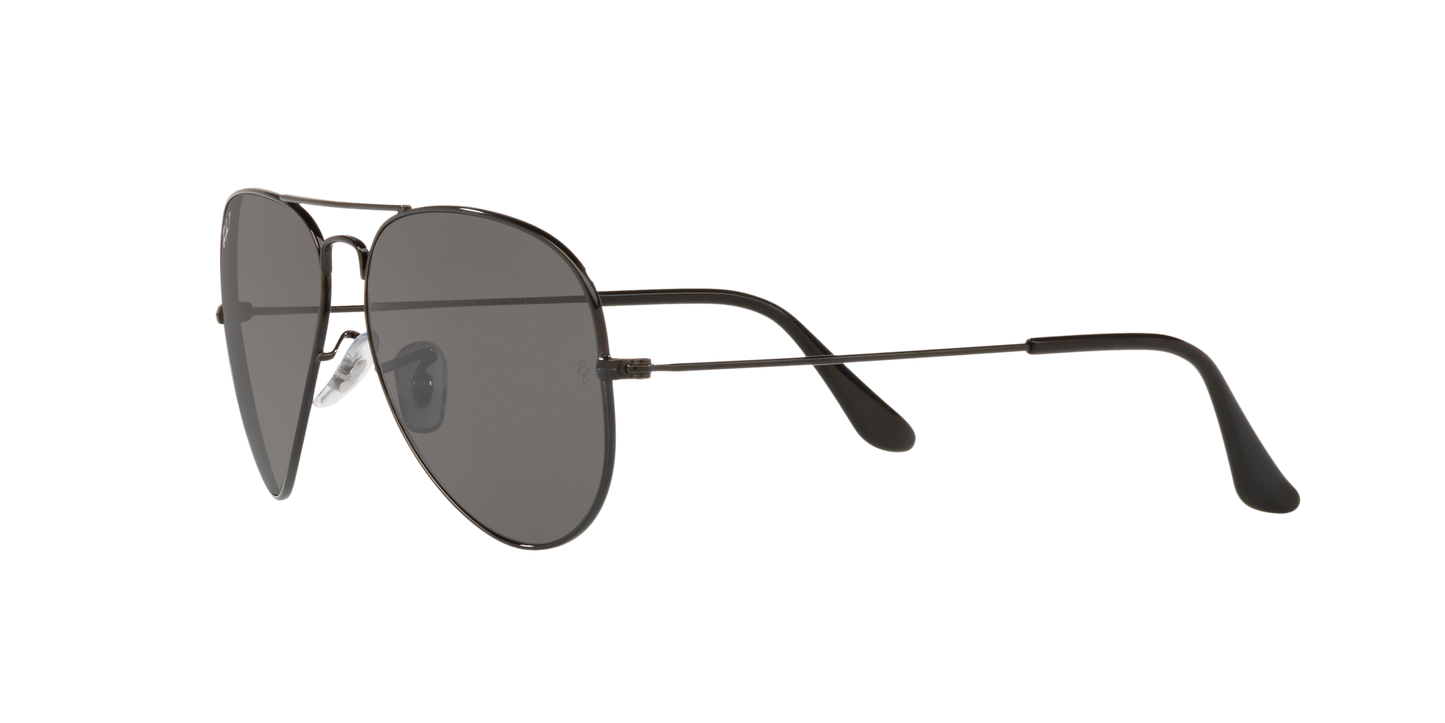 Ray-Ban RB3025 002/48 Aviator Total Black Polarized Sunglasses – 58mm Medium Fit