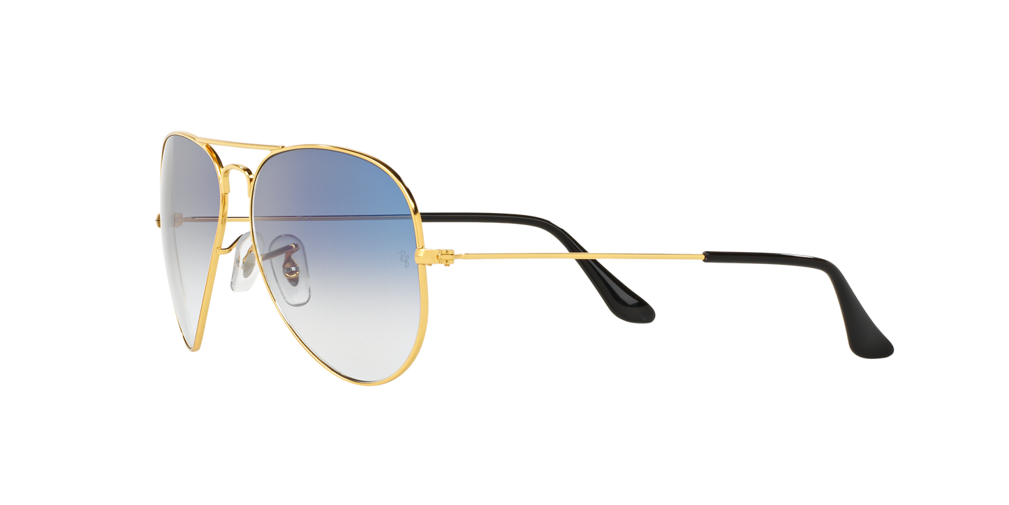 Ray-Ban RB3025 001/3F Aviator Sunglasses – Gold Frame, Gradient Blue Lenses
