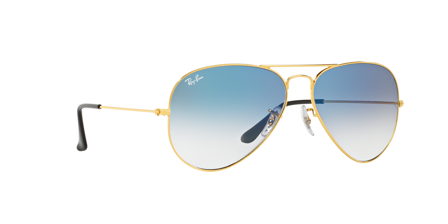 Ray-Ban RB3025 001/3F Aviator Sunglasses – Gold Frame, Gradient Blue Lenses