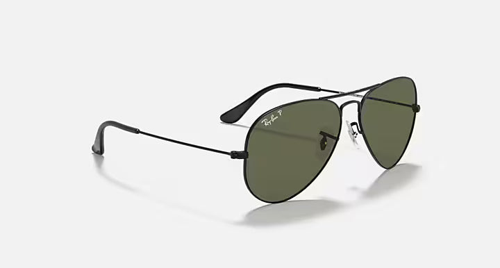 Ray-Ban RB3025 002/58 62 Aviator Sunglasses – Classic Black Frame with Polarized Green Lenses