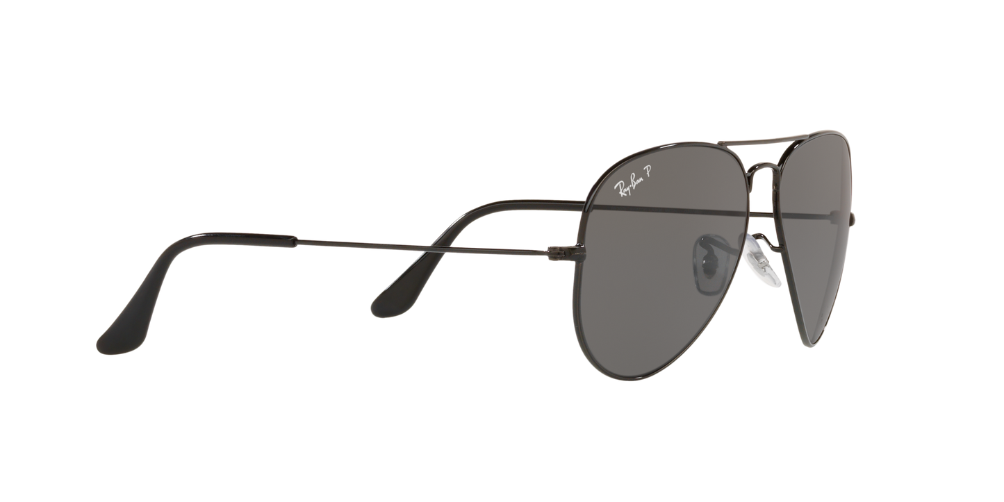 Ray-Ban RB3025 002/48 Aviator Total Black Polarized Sunglasses – 58mm Medium Fit