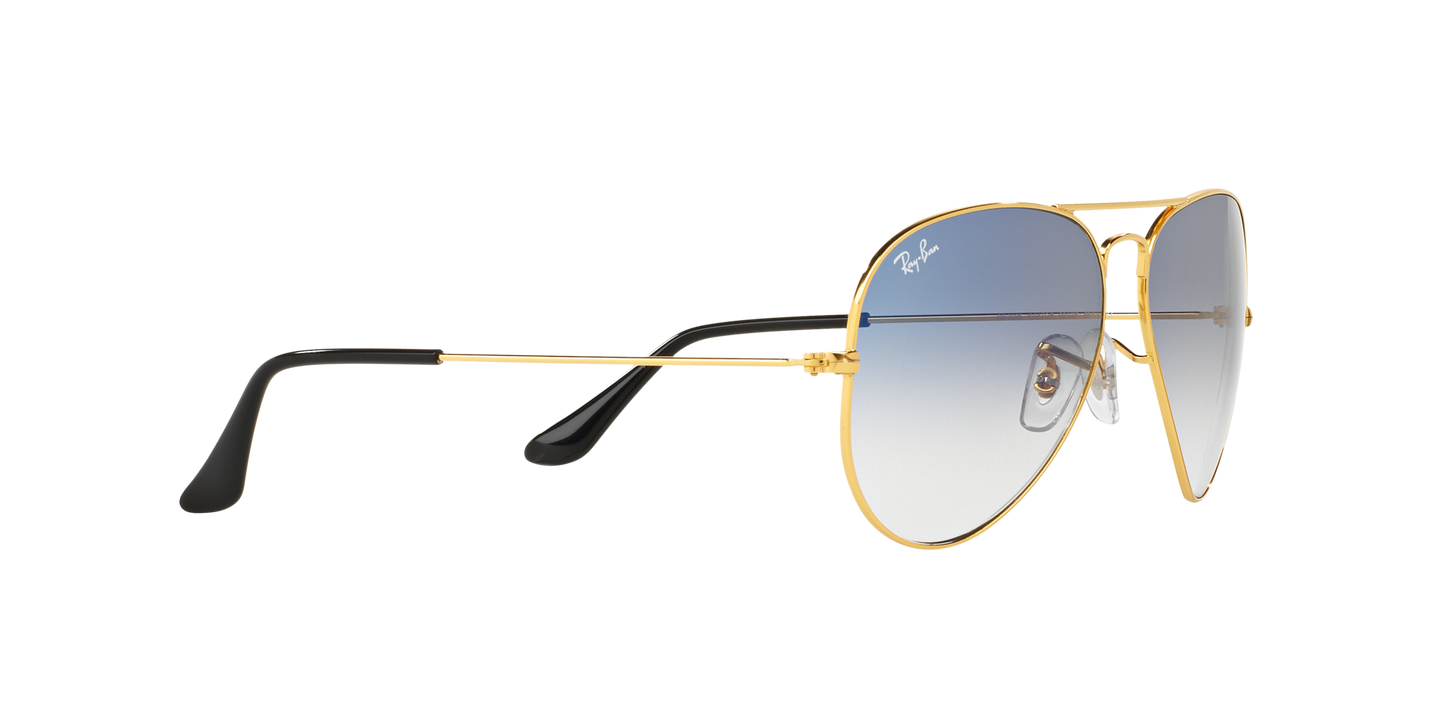 Ray-Ban RB3025 001/3F Aviator Sunglasses – Gold Frame, Gradient Blue Lenses