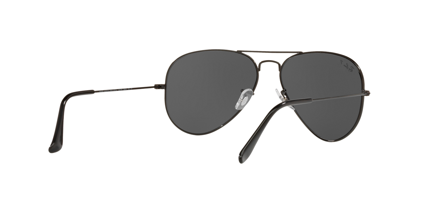 Ray-Ban RB3025 002/48 Aviator Total Black Polarized Sunglasses – 58mm Medium Fit