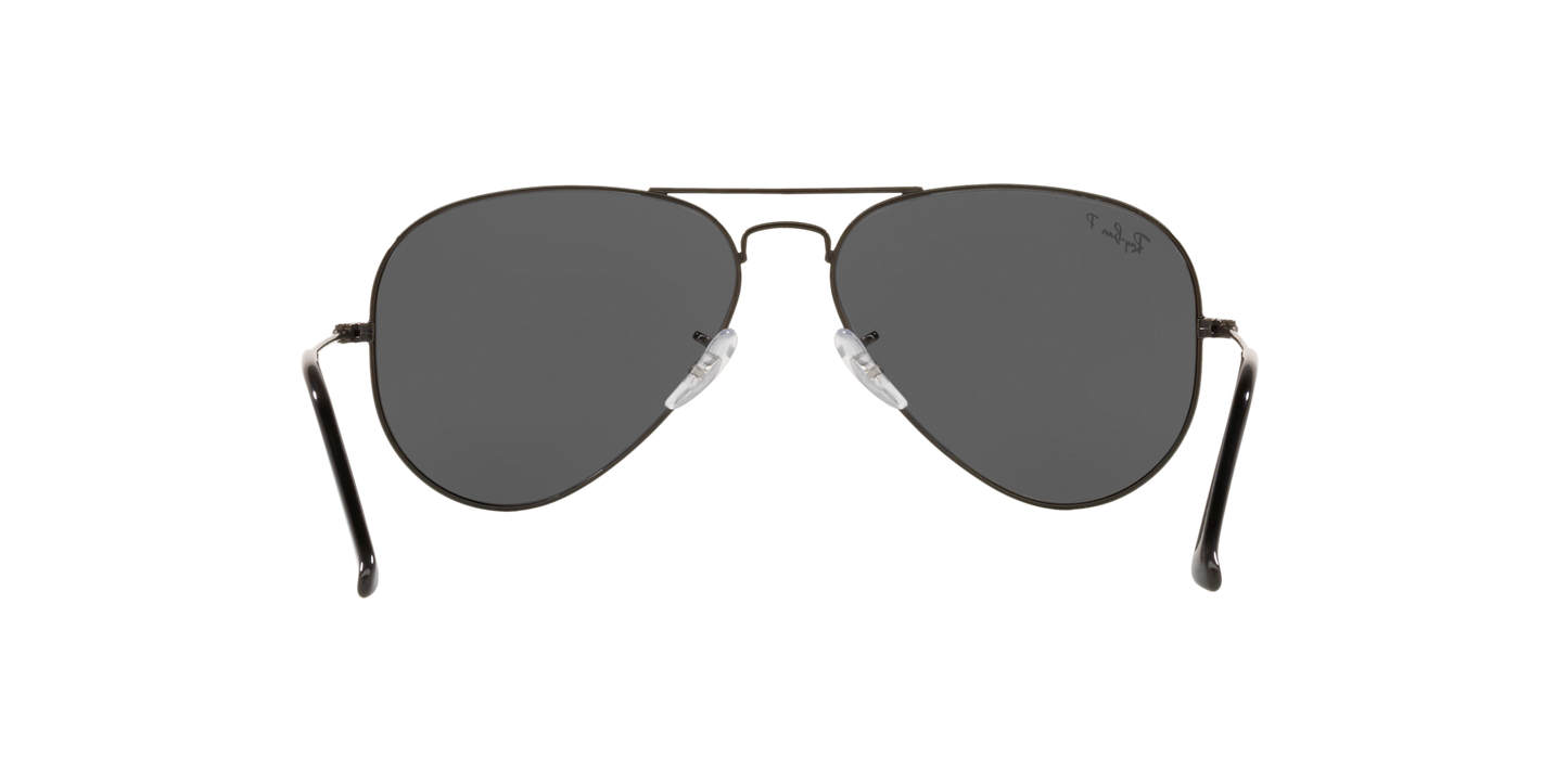 Ray-Ban RB3025 002/48 Aviator Total Black Polarized Sunglasses – 58mm Medium Fit