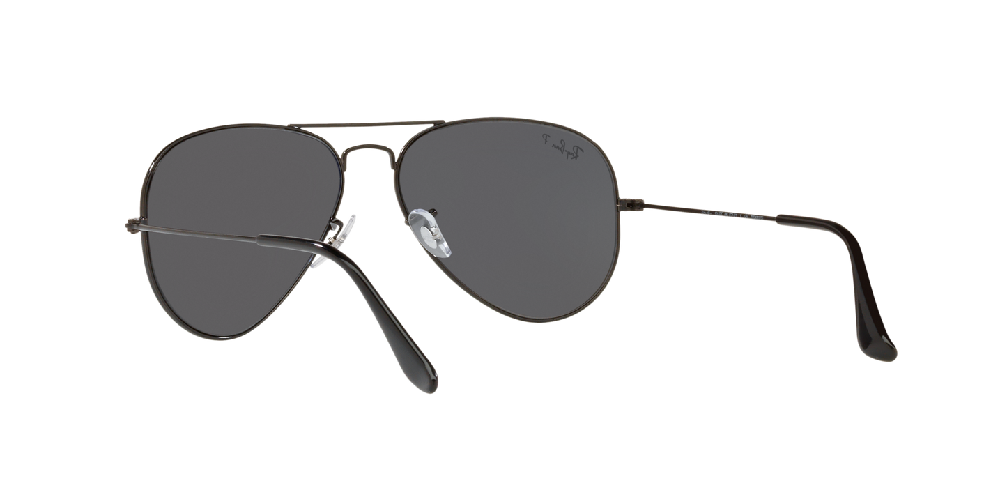 Ray-Ban RB3025 002/48 Aviator Total Black Polarized Sunglasses – 58mm Medium Fit