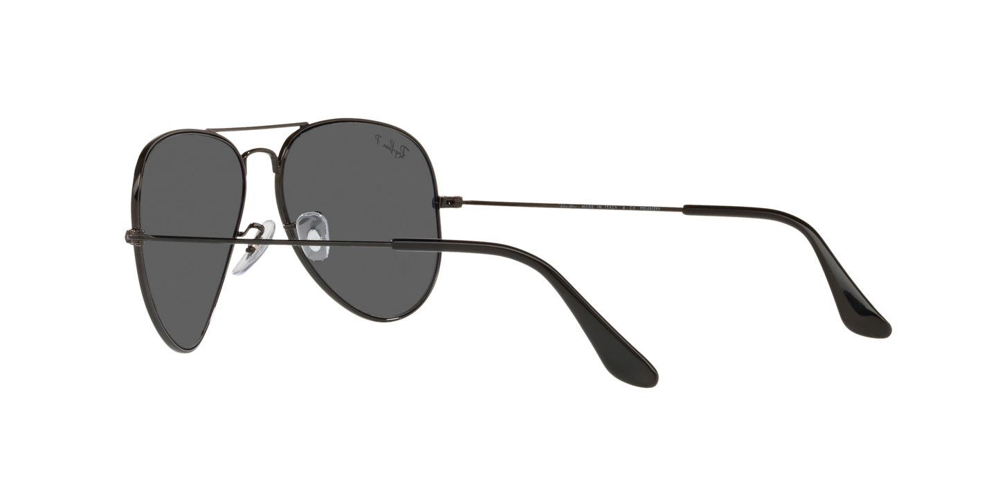 Ray-Ban RB3025 002/48 Aviator Total Black Polarized Sunglasses – 58mm Medium Fit