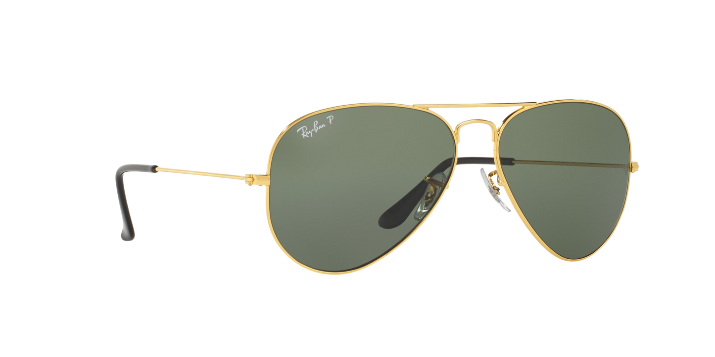 Ray-Ban RB3025I 001/58 Aviator Classic Sunglasses – Polarized Green Lenses, Gold Frame, 58mm