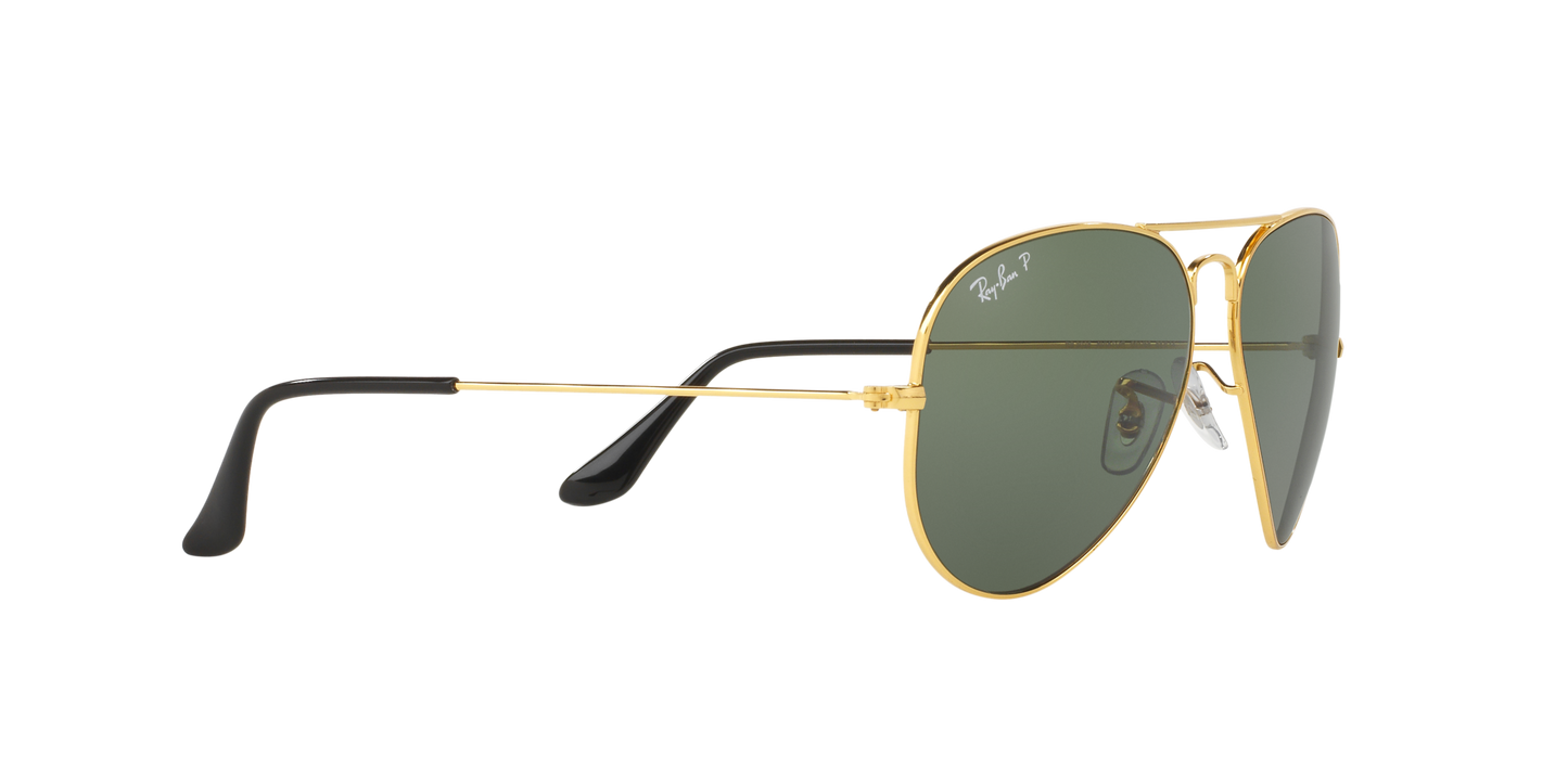 Ray-Ban RB3025I 001/58 Aviator Classic Sunglasses – Polarized Green Lenses, Gold Frame, 58mm