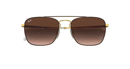 Ray-Ban RB3588 9055/13 55 Men's Designer Square Sunglasses – Gold Frame, 55mm