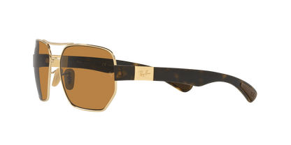 Ray-Ban RB3672 001/83 60 Unisex Irregular Polarized Sunglasses – Brown Lens & Gold Frame