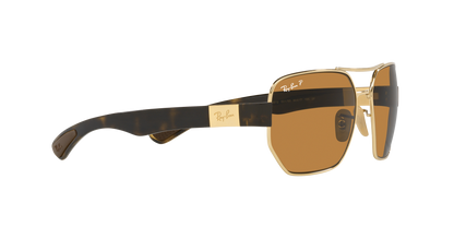 Ray-Ban RB3672 001/83 60 Unisex Irregular Polarized Sunglasses – Brown Lens & Gold Frame