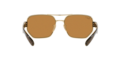 Ray-Ban RB3672 001/83 60 Unisex Irregular Polarized Sunglasses – Brown Lens & Gold Frame