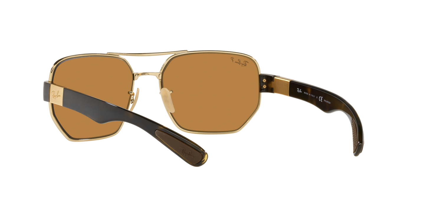 Ray-Ban RB3672 001/83 60 Unisex Irregular Polarized Sunglasses – Brown Lens & Gold Frame
