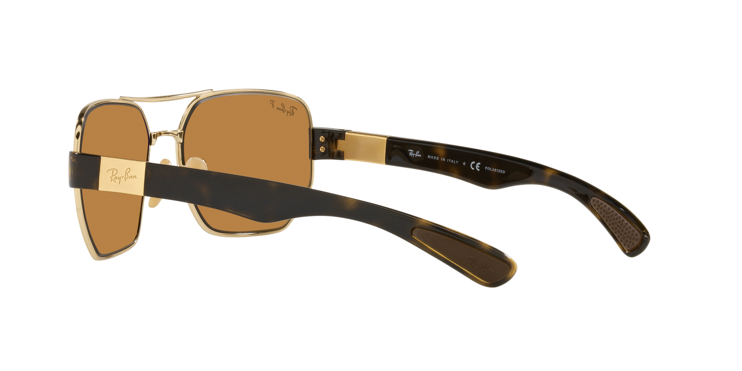 Ray-Ban RB3672 001/83 60 Unisex Irregular Polarized Sunglasses – Brown Lens & Gold Frame