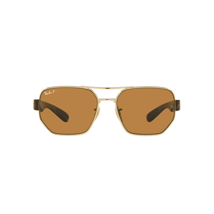 Ray-Ban RB3672 001/83 60 Unisex Irregular Polarized Sunglasses – Brown Lens & Gold Frame