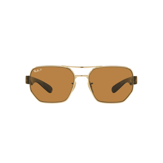 Ray-Ban RB3672 001/83 60 Unisex Irregular Polarized Sunglasses – Brown Lens & Gold Frame