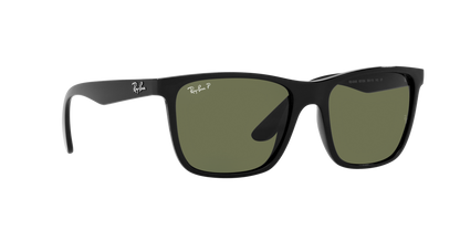Ray-Ban RB4349I 601/9A Men’s Square Sunglasses – Polarized Green Lenses, Black Frame, 56mm