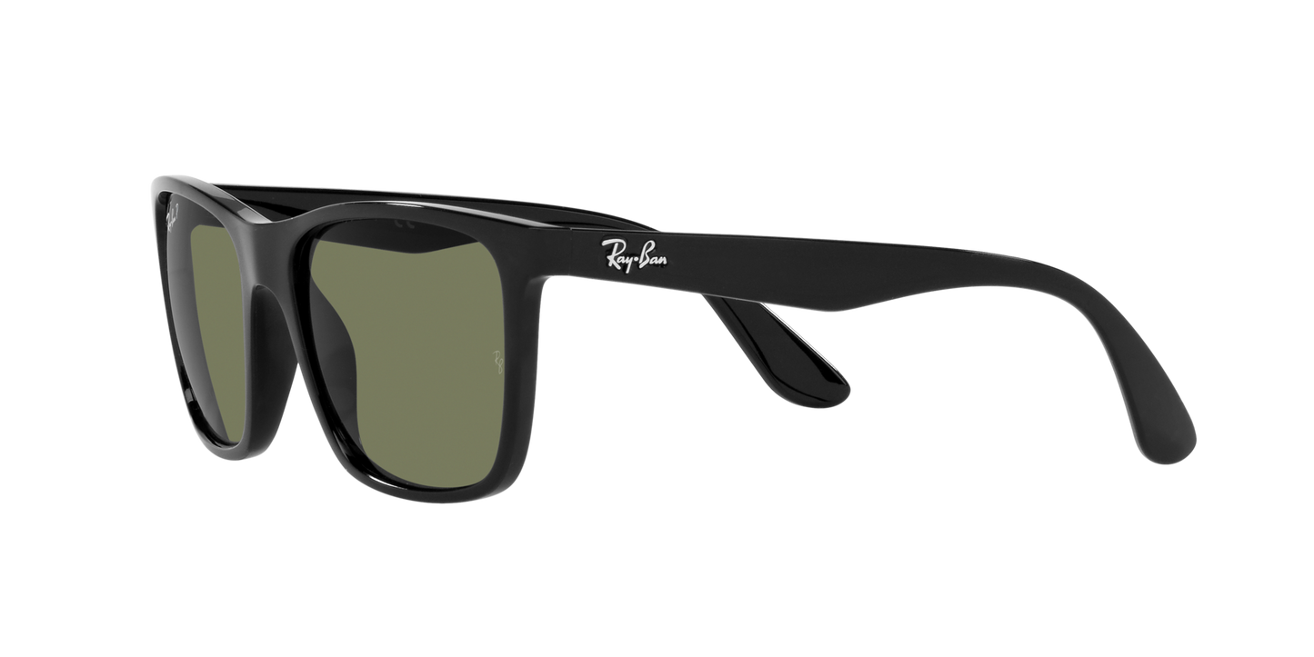 Ray-Ban RB4349I 601/9A Men’s Square Sunglasses – Polarized Green Lenses, Black Frame, 56mm