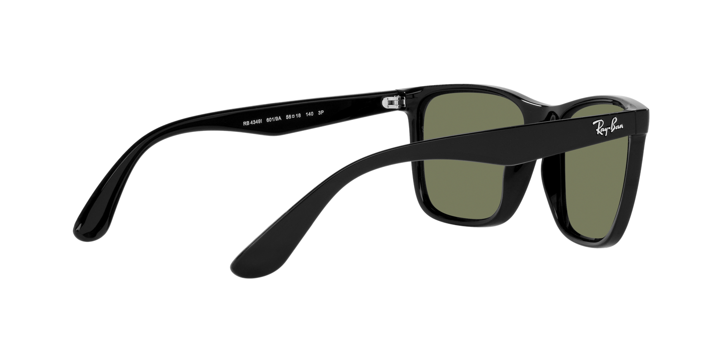 Ray-Ban RB4349I 601/9A Men’s Square Sunglasses – Polarized Green Lenses, Black Frame, 56mm