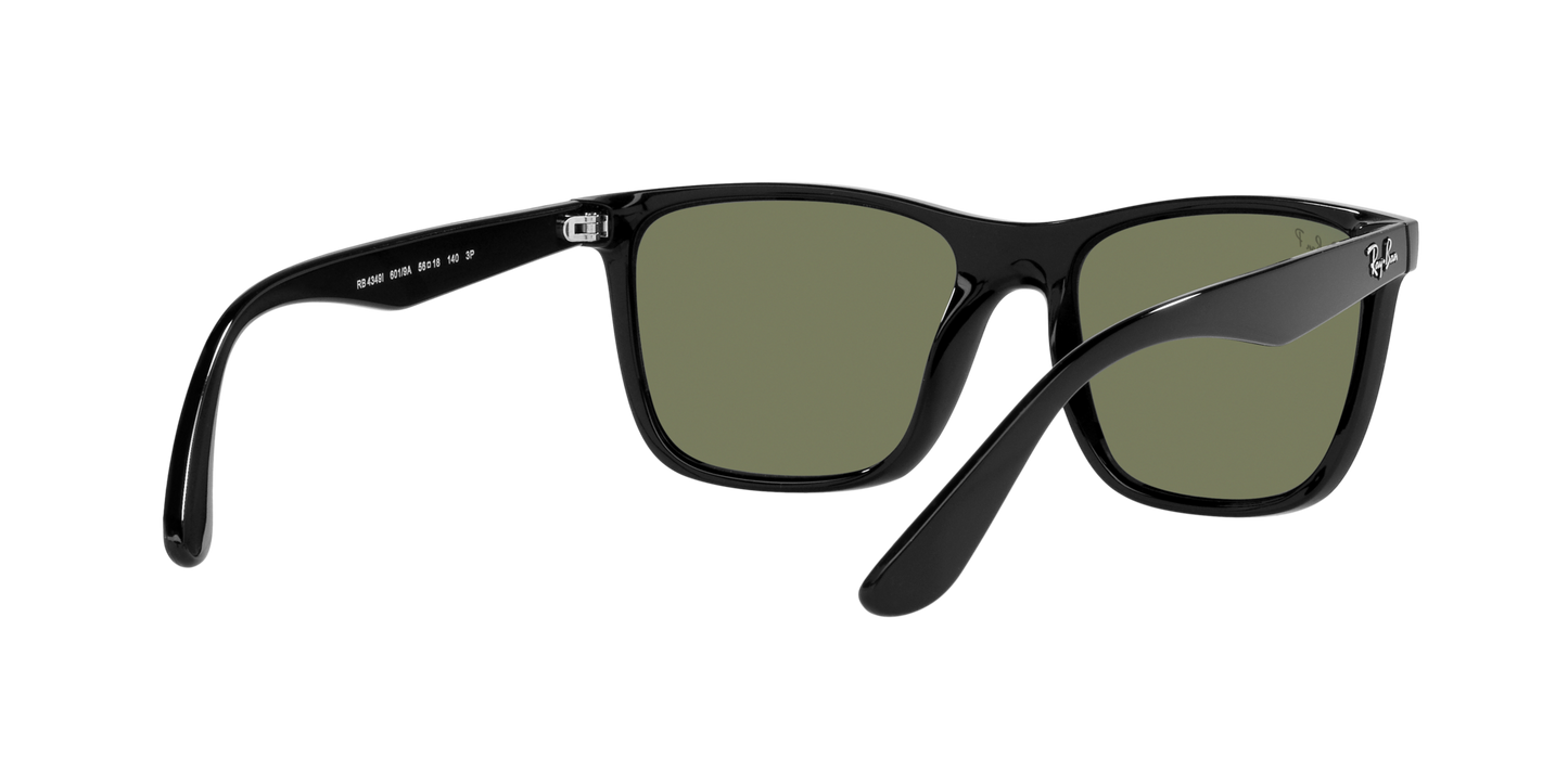 Ray-Ban RB4349I 601/9A Men’s Square Sunglasses – Polarized Green Lenses, Black Frame, 56mm
