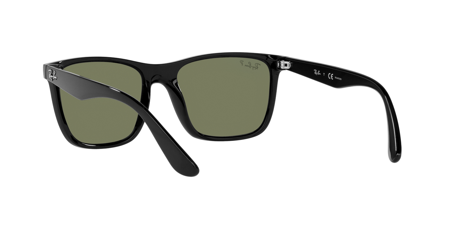 Ray-Ban RB4349I 601/9A Men’s Square Sunglasses – Polarized Green Lenses, Black Frame, 56mm