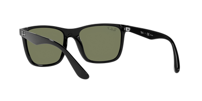 Ray-Ban RB4349I 601/9A Men’s Square Sunglasses – Polarized Green Lenses, Black Frame, 56mm