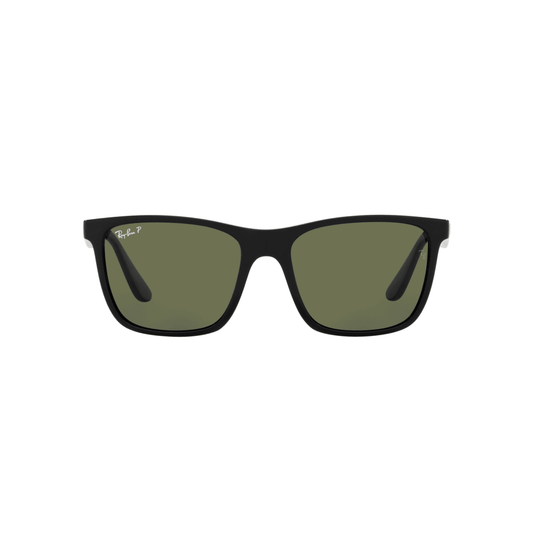 Ray-Ban RB4349I 601/9A Men’s Square Sunglasses – Polarized Green Lenses, Black Frame, 56mm