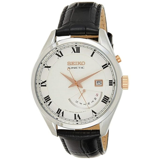 Seiko Kinetic Quartz Analog White Dial Men's Watch - SRN073P1