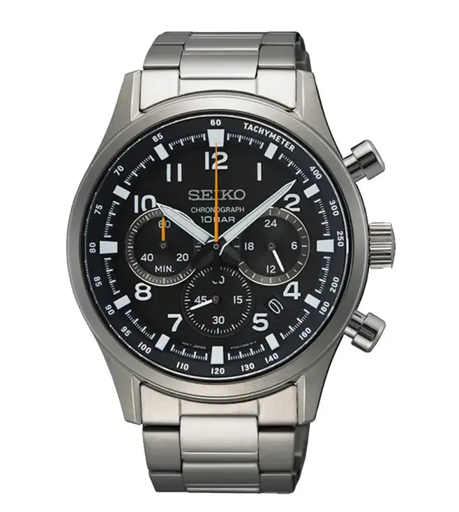 Sport Chronograph Black Dial Watch for Men - SSB447P1