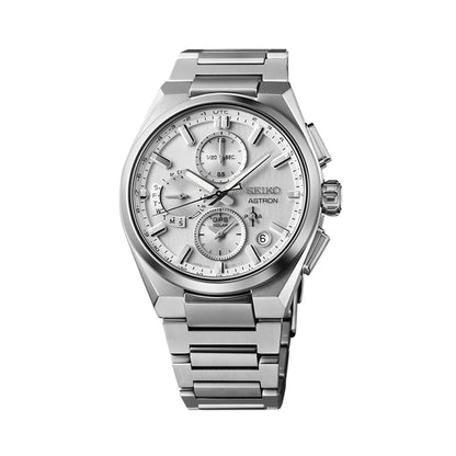 Seiko Astron GPS Solar 5X Dual-Time Chrono Silver White Men's Watch - SSH159J1