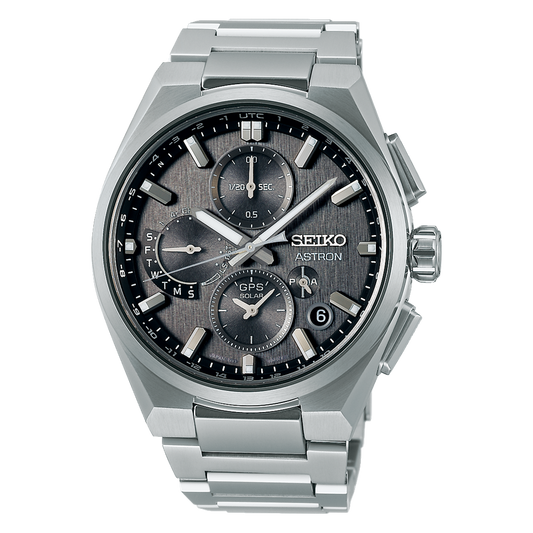 Astron GPS Solar 5X Dual-Time Chrono Celestial Grey Men's Watch - SSH163J1