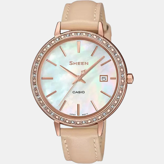 CASIO SHE-4052PGL-7BUDF SX246 Sheen Women's Analog Leather Watch