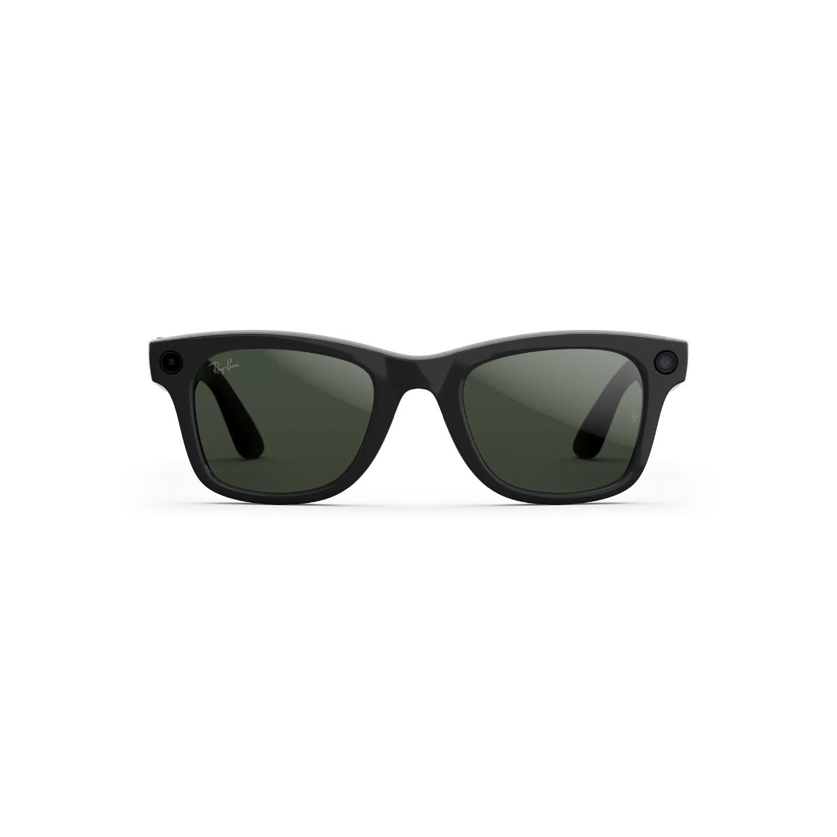Black sunglasses with dark lenses on a white background