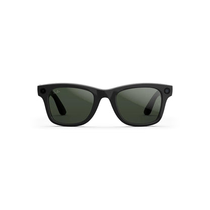 Black sunglasses with dark lenses on a white background