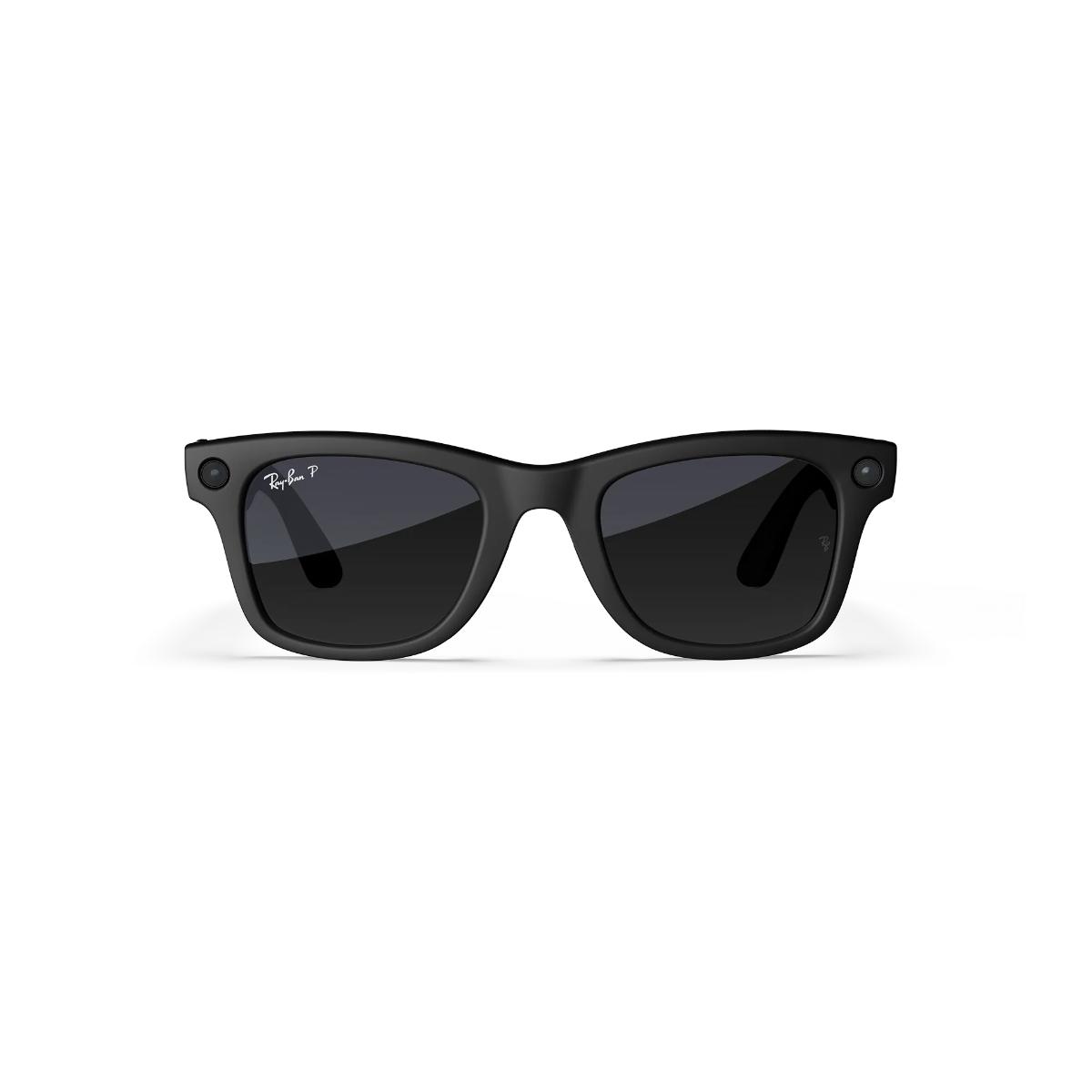 Sunglasses with tortoiseshell frame and dark lenses on a white background