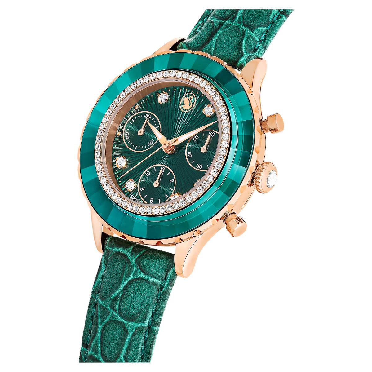 Swarovski Octea Green Dial Analog Chronograph Women's Watch 5672931