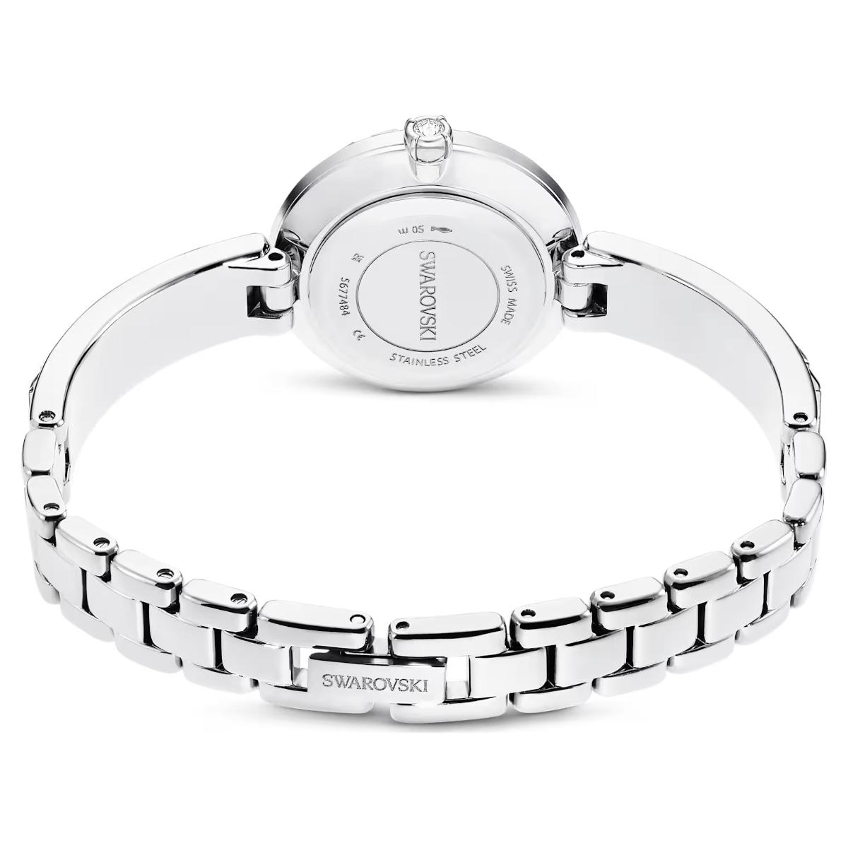 Silver Swarovski watch on a white background