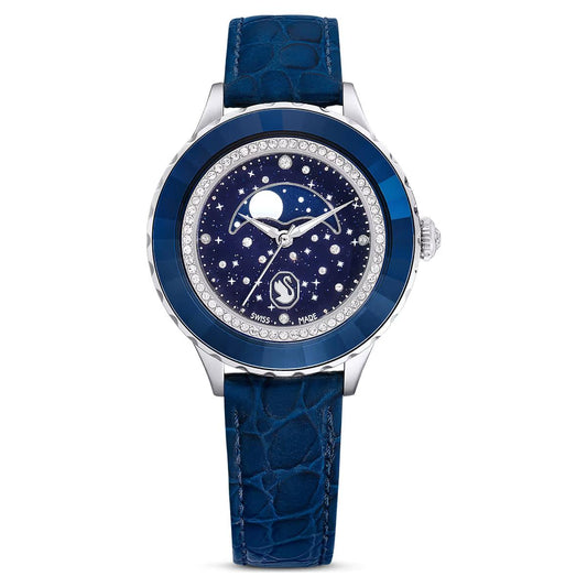 Blue watch with starry face on a white background
