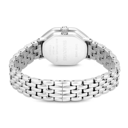 Silver watch with a metal bracelet on a white background