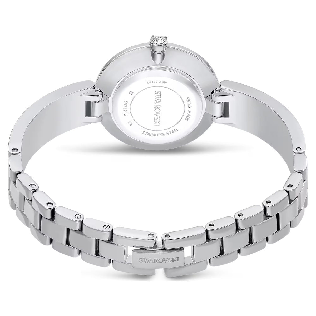 Silver Swarovski watch on a white background