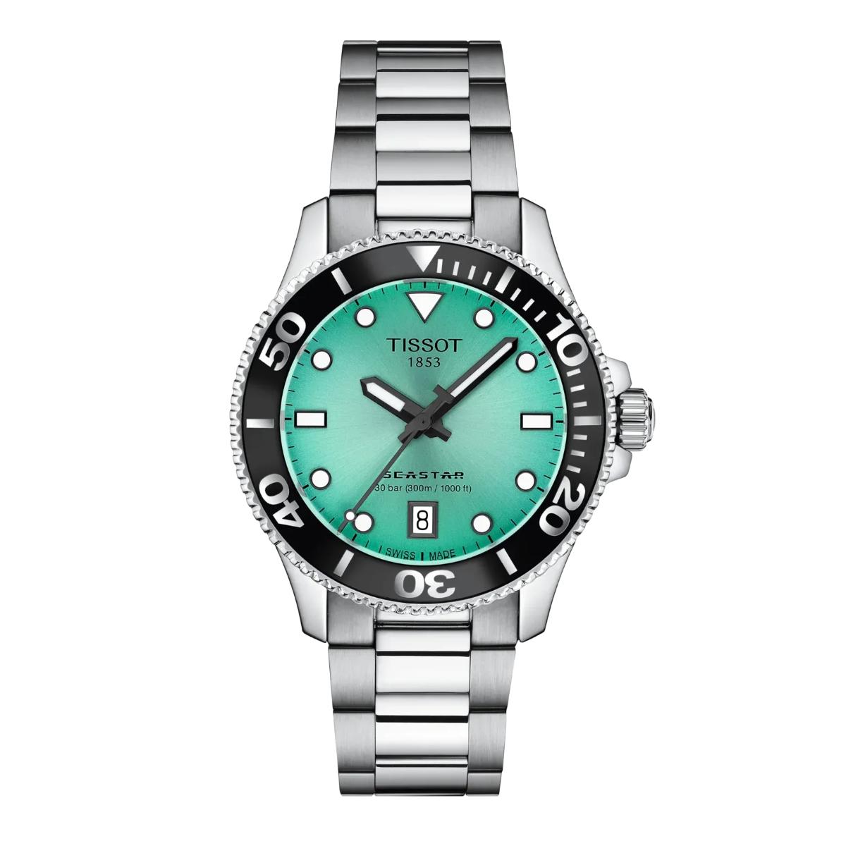 Tissot Seastar Quartz Green Dial Analog Women's Watch T1202101109100