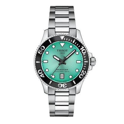Tissot Seastar Quartz Green Dial Analog Women's Watch T1202101109100