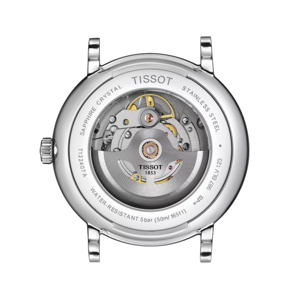 Tissot watch with mechanical movement on a white background