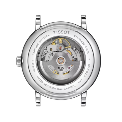 Tissot watch with mechanical movement on a white background