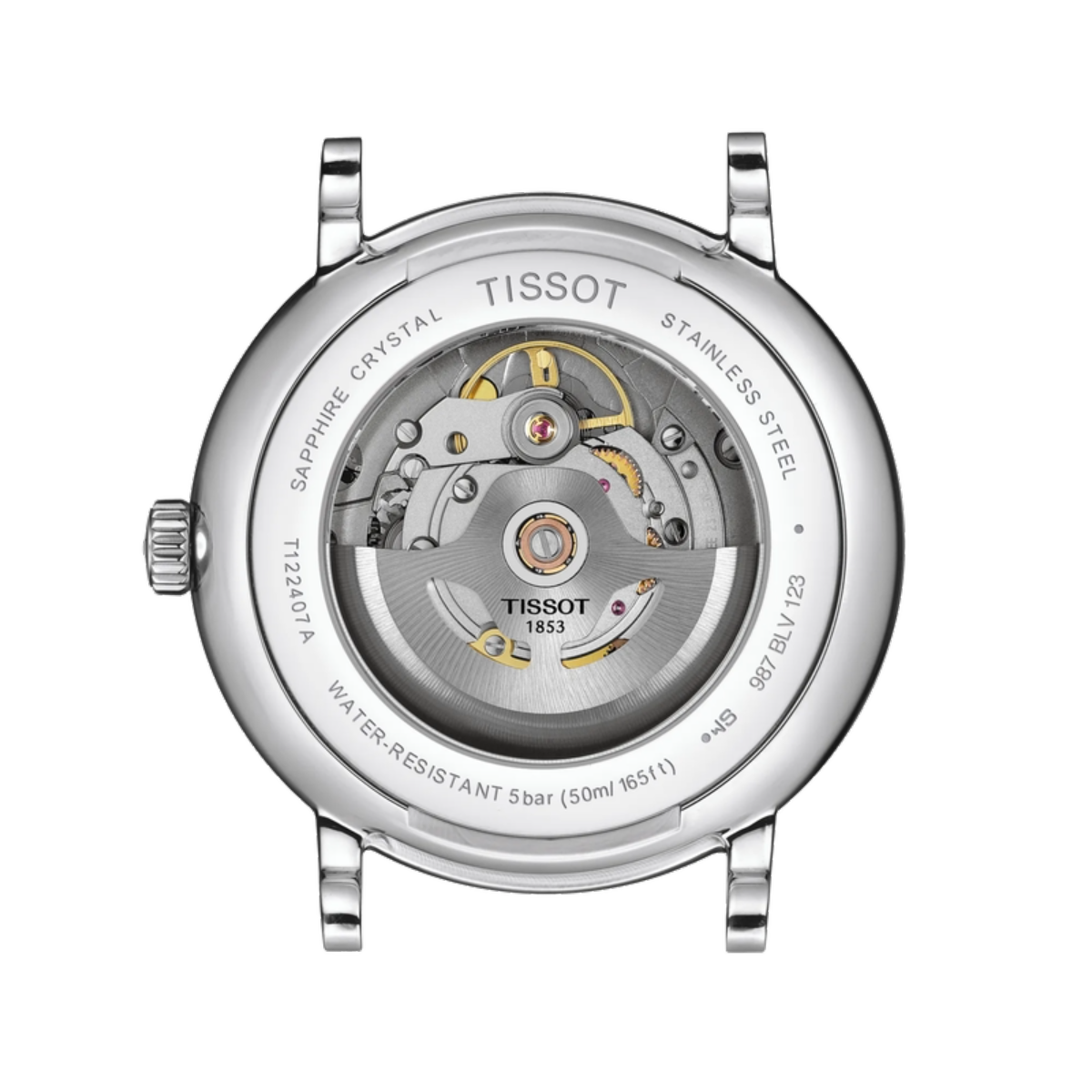 Tissot watch with mechanical movement on a white background
