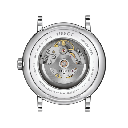 Tissot watch with mechanical movement on a white background